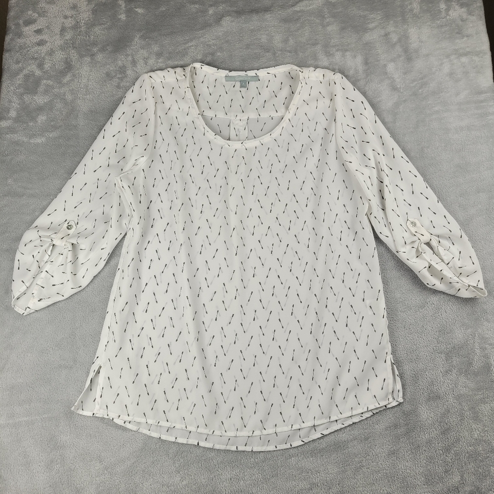 Sweet Rain Women's Top Blouse White Arrow Size L Large